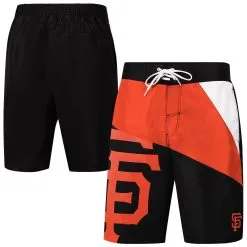 Men's San Francisco Giants G-III Sports By Carl Banks Black Wind Wave Swim Shorts