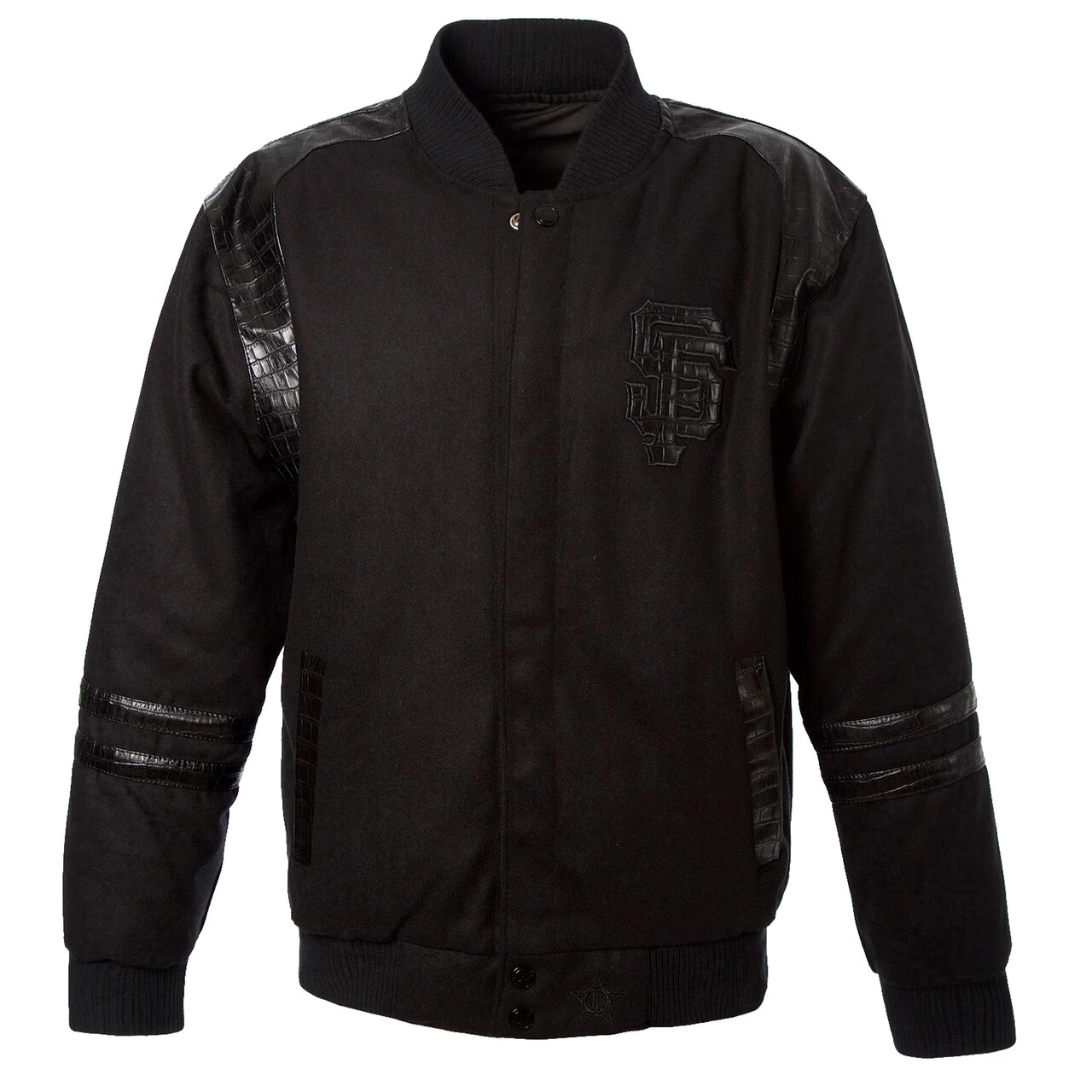 Men's San Francisco Giants JH Design Black Embroidered Alligator Logo Reversible Wool Full-Snap Jacket 4 Men's San Francisco Giants JH Design Black Embroidered Alligator Logo Reversible Wool Full-Snap Jacket - Image 2