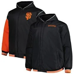 Men's San Francisco Giants JH Design Black Reversible Fleece Full-Snap Hoodie Jacket
