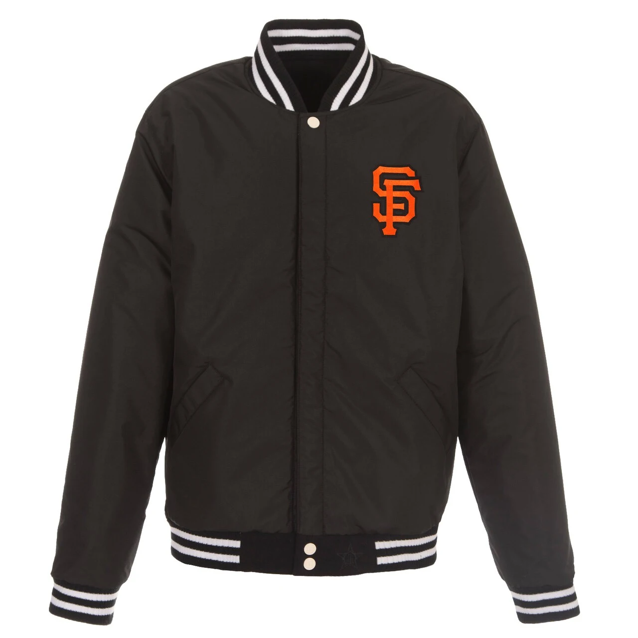 Men's San Francisco Giants JH Design Black Reversible Fleece Jacket With Faux Leather Sleeves 5 Men's San Francisco Giants JH Design Black Reversible Fleece Jacket With Faux Leather Sleeves - Image 3