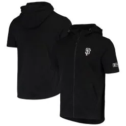 Men's San Francisco Giants Levelwear Black Recruit Short Sleeve Full-Zip Hoodie Jacket