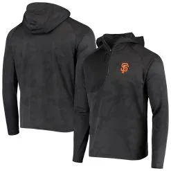 Men's San Francisco Giants Levelwear Charcoal The Fuze Raglan Quarter-Zip Pullover Hoodie