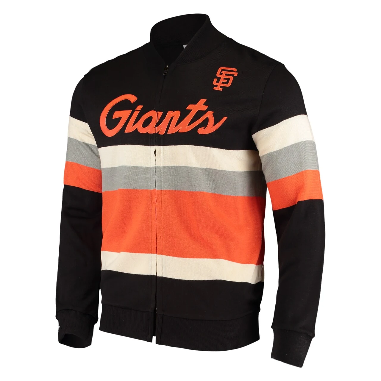 Men's San Francisco Giants Mitchell & Ness Black Front Stripe Full-Zip Sweater 4 Men's San Francisco Giants Mitchell & Ness Black Front Stripe Full-Zip Sweater - Image 2