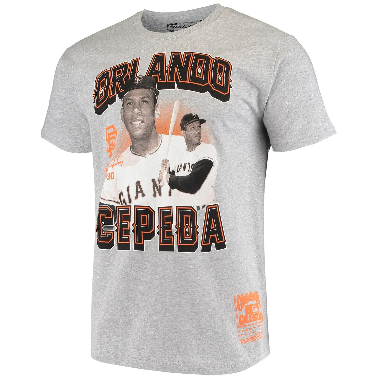Men's San Francisco Giants Orlando Cepeda Mitchell & Ness Gray Name & Number T-Shirt 4 Men's San Francisco Giants Orlando Cepeda Mitchell & Ness Gray Name & Number T-Shirt - Image 2