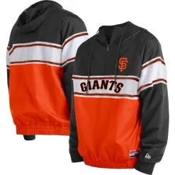 Men's San Francisco Giants New Era Black Ripstop Raglan Quarter-Zip Hoodie