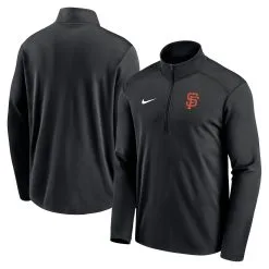 Men's San Francisco Giants Nike Black Agility Pacer Lightweight Performance Half-Zip Top