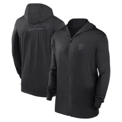 Men's San Francisco Giants Nike Black Authentic Collection Travel Performance Full-Zip Hoodie