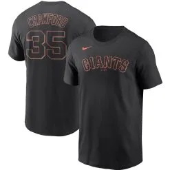 Men's San Francisco Giants Brandon Crawford Nike Black Name & Number T-Shirt