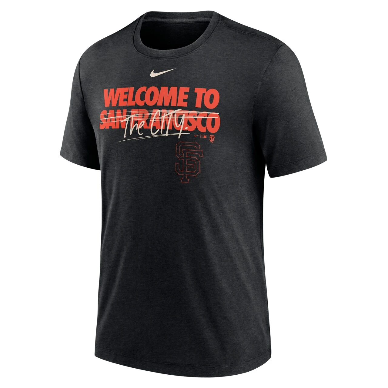 Men's San Francisco Giants Nike Heather Black Home Spin Tri-Blend T-Shirt 4 Men's San Francisco Giants Nike Heather Black Home Spin Tri-Blend T-Shirt - Image 2