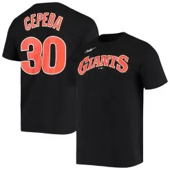 Men's San Francisco Giants Orlando Cepeda Nike Black Name & Number T-Shirt