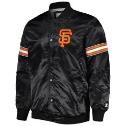 Men's San Francisco Giants Starter Black Pick & Roll Satin Varsity Full-Snap Jacket -San Francisco Giants mens starter black san francisco giants pick and roll satin varsity full snap jacket pi4791000 altimages ff 4791157 8d888db024de26491ba3alt2 full