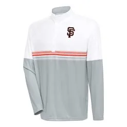 Men's San Francisco Giants Antigua White/Orange Bender Quarter-Zip Pullover Top
