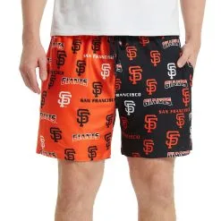 Men's San Francisco Giants Concepts Sport Black/Orange Breakthrough AOP Knit Split Shorts
