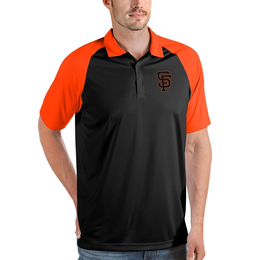 Men's San Francisco Giants Antigua Black/Orange Nova Polo 3 Men's San Francisco Giants Antigua Black/Orange Nova Polo