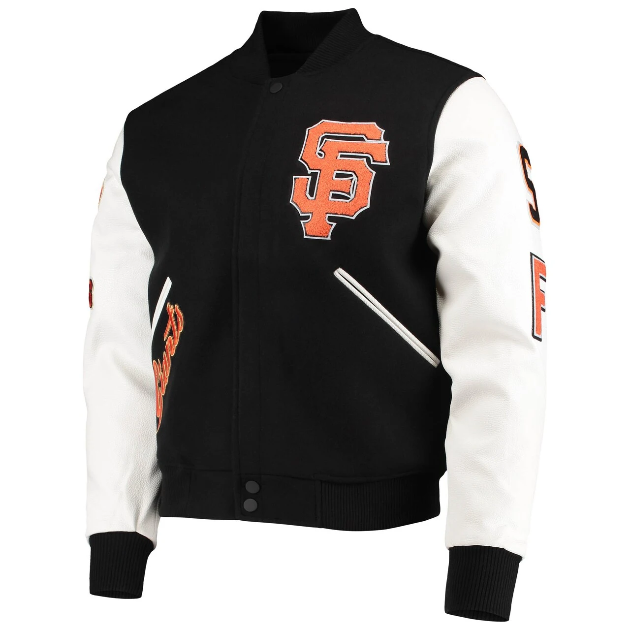Men's San Francisco Giants Pro Standard Black/White Varsity Logo Full-Zip Jacket 4 Men's San Francisco Giants Pro Standard Black/White Varsity Logo Full-Zip Jacket - Image 2