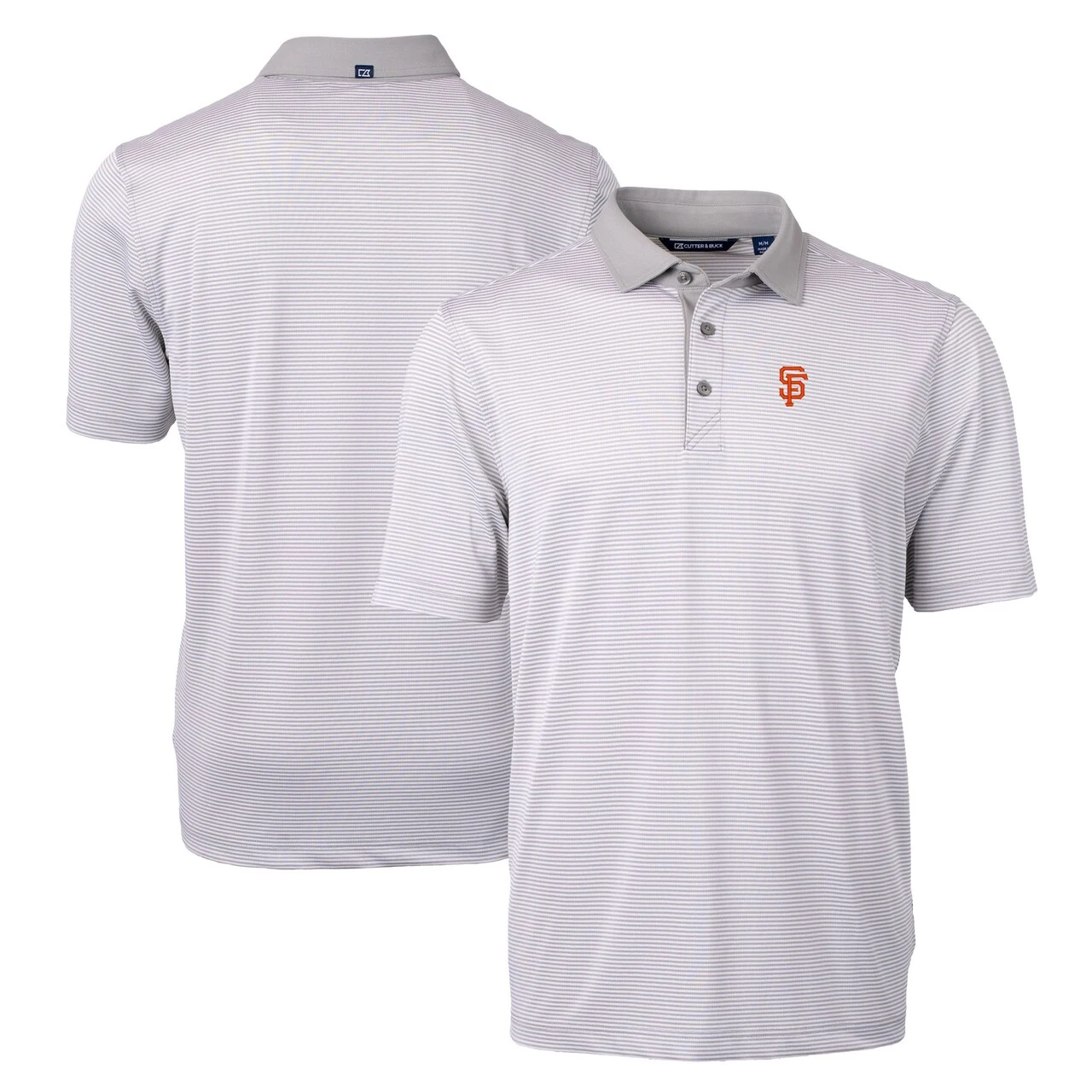 Men's San Francisco Giants Cutter & Buck Gray/White Virtue Eco Pique Micro Stripe Recycled Polo 3 Men's San Francisco Giants Cutter & Buck Gray/White Virtue Eco Pique Micro Stripe Recycled Polo